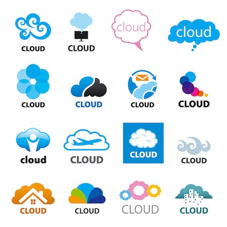 big set of vector logos cloud Stock Photo - Budget Royalty-Free & Subscription, Code: 400-08036166
