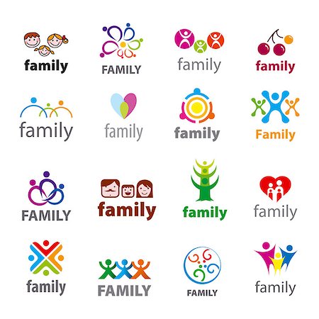 sticker - big set of vector logos family Stock Photo - Budget Royalty-Free & Subscription, Code: 400-08036168