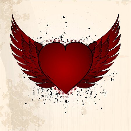 simsearch:400-06528675,k - Valentine Love Heart with Wings on a Cream Grunge Background Stockbilder - Microstock & Abonnement, Bildnummer: 400-08036248