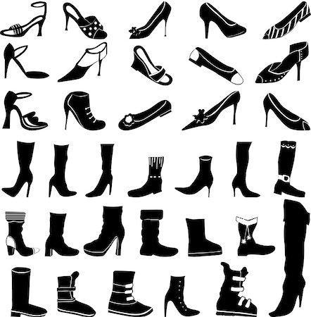 Set of vector Shoes silhouettes Stock Photo - Budget Royalty-Free & Subscription, Code: 400-08036354