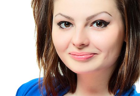 simsearch:400-08038938,k - Close-up portrait of a young beautiful lady on white background Stockbilder - Microstock & Abonnement, Bildnummer: 400-08036446