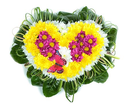 simsearch:400-08036453,k - Bouquet of chrysanthemum in shape of heart on white background Stock Photo - Budget Royalty-Free & Subscription, Code: 400-08036452