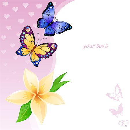 Flying bright butterflies and flower resemble the summer. Background for beauty and a sense of celebration Stock Photo - Budget Royalty-Free & Subscription, Code: 400-08036517