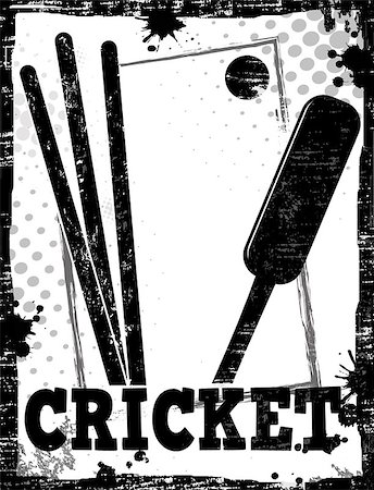 paint brushed lines - Dirty cricket poster background, vector illustration Stock Photo - Budget Royalty-Free & Subscription, Code: 400-08036510