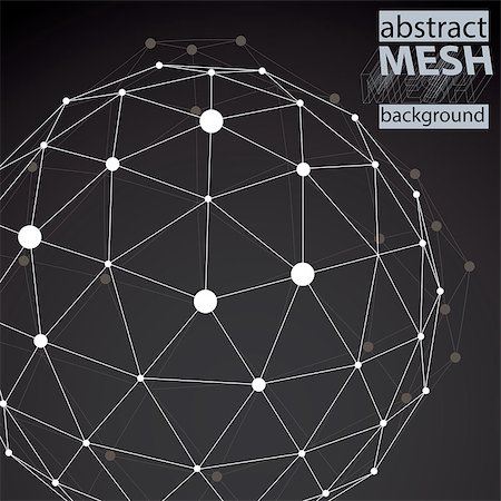 dimensional - Spatial technological shape, polygonal black and white eps8 wireframe background with creative object made from lines and dots. Stock Photo - Budget Royalty-Free & Subscription, Code: 400-08036553