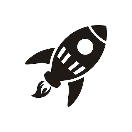 simsearch:400-08786212,k - Black vector flying rocket icon on white background Photographie de stock - Aubaine LD & Abonnement, Code: 400-08036585