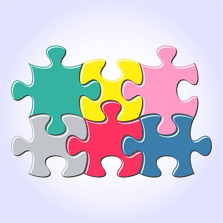 simsearch:400-08096963,k - Colorful puzzle pieces joined together on gradient background Fotografie stock - Microstock e Abbonamento, Codice: 400-08036588