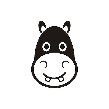 simsearch:400-04832119,k - Cute black vector hippo head icon on white Foto de stock - Royalty-Free Super Valor e Assinatura, Número: 400-08036592