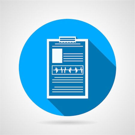 patient record - Single blue circle flat vector icon with white outline clipboard for medical exam on gray background with long shadow. Stock Photo - Budget Royalty-Free & Subscription, Code: 400-08036682