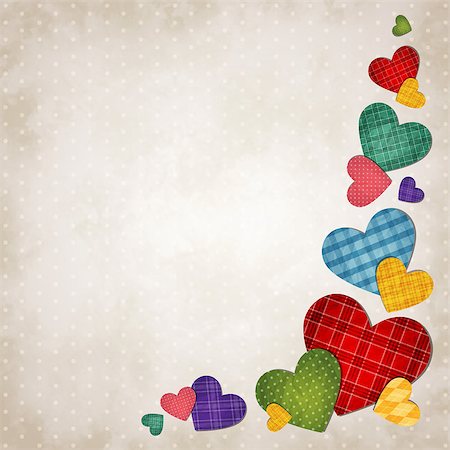 Vector illustration of colored hearts on vintage background Photographie de stock - Aubaine LD & Abonnement, Code: 400-08036755