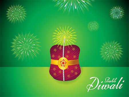 deepavali green bomb - abstract artistic diwali background vector illustration Stock Photo - Budget Royalty-Free & Subscription, Code: 400-08036930