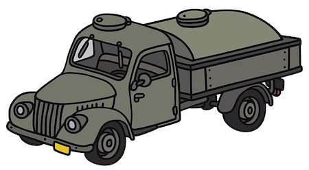 Hand drawing of an old military tank truck - not a real model Stock Photo - Budget Royalty-Free & Subscription, Code: 400-08037023