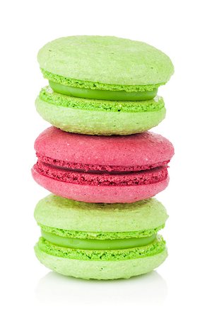 Colorful macarons. Isolated on white background Stock Photo - Budget Royalty-Free & Subscription, Code: 400-08037252