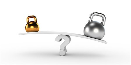 simsearch:400-06920771,k - Two gold and silver kettlebells  in equilibrium - this is a 3d render illustration Photographie de stock - Aubaine LD & Abonnement, Code: 400-08037379