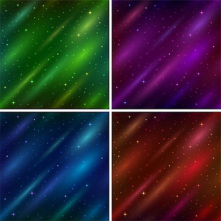 simsearch:400-08553045,k - Set of abstract space seamless backgrounds with stars and color cosmic rays, blue, red, green and lilac. Eps10, contains transparencies. Vector Foto de stock - Super Valor sin royalties y Suscripción, Código: 400-08037406