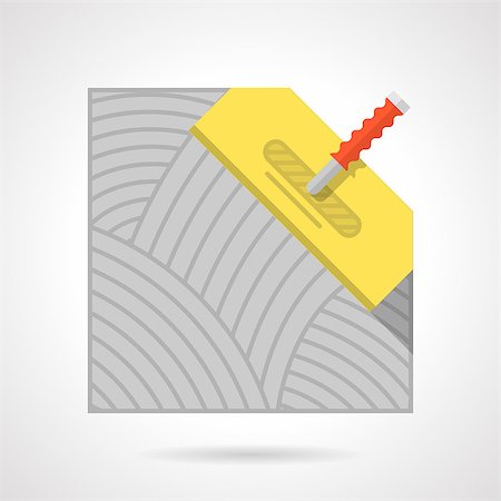 Flat color vector icon for flooring or underfloor heating installation with yellow spatula on white background Fotografie stock - Microstock e Abbonamento, Codice: 400-08037477