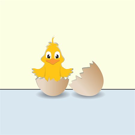 pollito - Chick coming out from a Broken Egg on a Green Background Foto de stock - Super Valor sin royalties y Suscripción, Código: 400-08037672