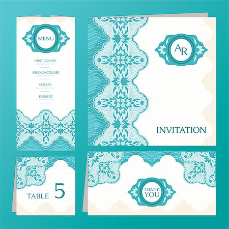 simsearch:400-07222476,k - Set of floral wedding cards vector illustration Fotografie stock - Microstock e Abbonamento, Codice: 400-08037715