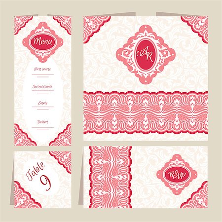 simsearch:400-07923343,k - Set of floral wedding cards vector illustration Foto de stock - Super Valor sin royalties y Suscripción, Código: 400-08037717