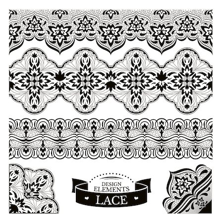 simsearch:400-08022685,k - Set of lace patterns vector illustration Stock Photo - Budget Royalty-Free & Subscription, Code: 400-08037737