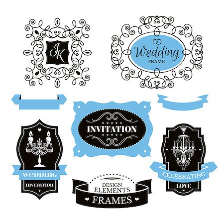 simsearch:400-08346659,k - Set of wedding frames and labels vector illustration Stockbilder - Microstock & Abonnement, Bildnummer: 400-08037733