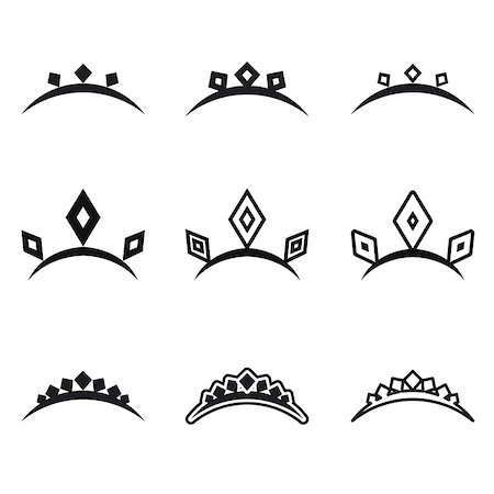 Decorative crowns for princess, symbols collection isolated on white, vector illustration Stock Photo - Budget Royalty-Free & Subscription, Code: 400-08038001