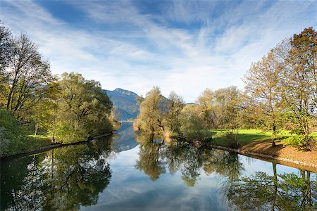 partly - Image of river Loisach with alps in Bavaria, Germany on a sunny day in autumn Stock Photo - Budget Royalty-Free & Subscription, Code: 400-08038167