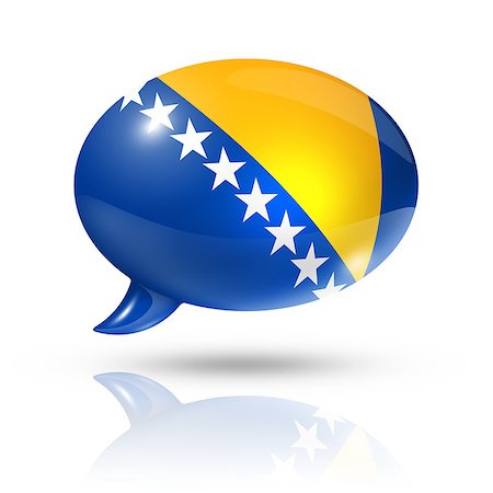 three dimensional Bosnia and Herzegovina flag in a speech bubble isolated on white with clipping path Photographie de stock - Aubaine LD & Abonnement, Code: 400-08038228