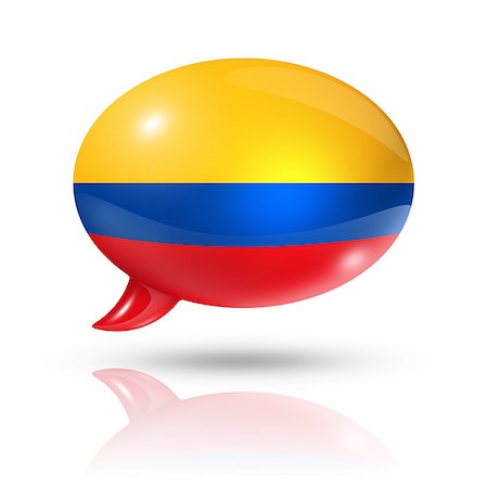 simsearch:400-08050839,k - three dimensional Colombia flag in a speech bubble isolated on white with clipping path Stock Photo - Budget Royalty-Free & Subscription, Code: 400-08038231