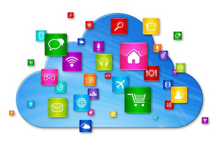 simsearch:400-08096956,k - Cloud Computing concept. apps icons set isolated on white Stock Photo - Budget Royalty-Free & Subscription, Code: 400-08038253