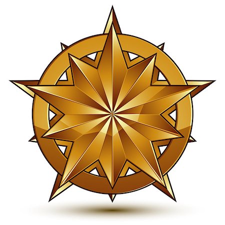 simsearch:400-08041909,k - 3d vector classic royal symbol, sophisticated golden star emblem isolated on white background, glossy aurum element. Photographie de stock - Aubaine LD & Abonnement, Code: 400-08038374