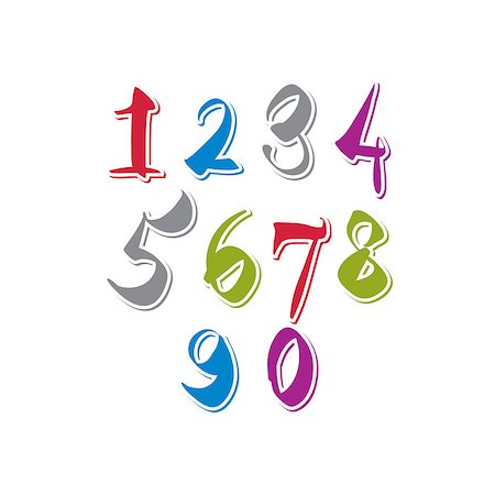 Contemporary handwritten vector digits, vector numerals. Foto de stock - Super Valor sin royalties y Suscripción, Código: 400-08038387