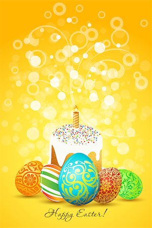 Easter Eggs with ornament decoration and sparkles on orange background Stock Photo - Budget Royalty-Free & Subscription, Code: 400-08038684