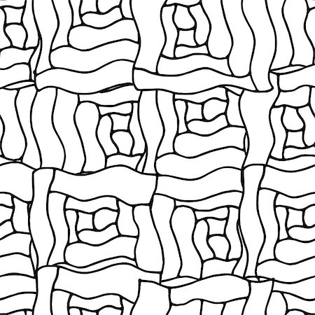 simsearch:400-04857758,k - Abstract geometric monochrome pattern with unusual forms. Vector illustration in black and white colors can be copied without any seams. Foto de stock - Super Valor sin royalties y Suscripción, Código: 400-08038722