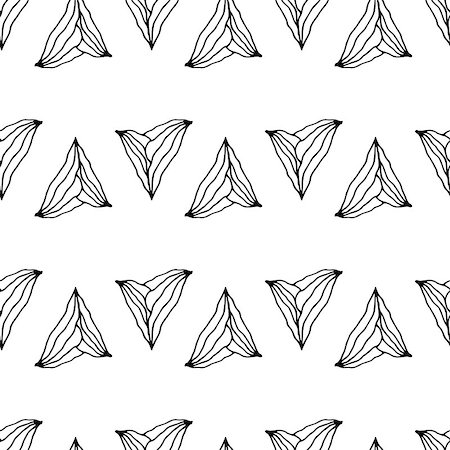 Cute hand drawn seamless pattern with unusual triangles. Geometric background in black and white colors. Monochrome texture. Vector illustration can be copied without any seams. Stock Photo - Budget Royalty-Free & Subscription, Code: 400-08038723