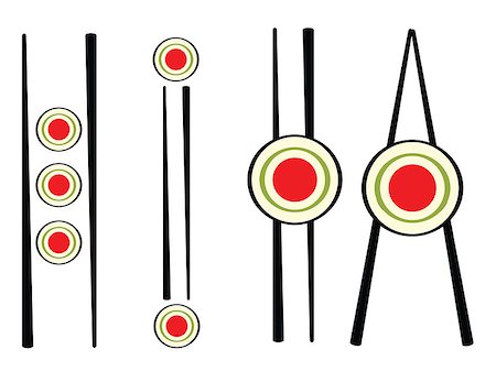 set of abstract sign of  sushi with  chopsticks Stock Photo - Budget Royalty-Free & Subscription, Code: 400-08038796