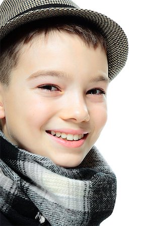 simsearch:400-07316542,k - Portrait of eleven years old boy wearing a hat on white background Stock Photo - Budget Royalty-Free & Subscription, Code: 400-08038918