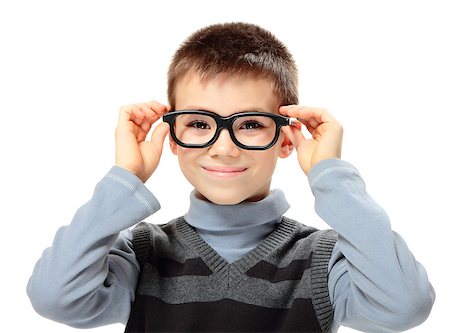 paleka (artist) - Young boy with glasses isolated on white background Foto de stock - Super Valor sin royalties y Suscripción, Código: 400-08038960