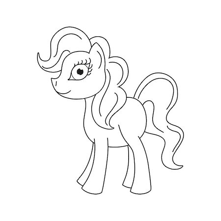 simsearch:400-04355915,k - Vector illustration of cute horse, pony with a magnificent mane and tail, coloring book page for children Fotografie stock - Microstock e Abbonamento, Codice: 400-08038985