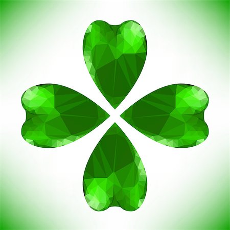 simsearch:400-08039008,k - Four- leaf clover - Irish shamrock St Patrick's Day symbol. Useful for your design. Green glass clover isolated on white background.Stylish abstract St. Patrick's day background with leaf clover. Photographie de stock - Aubaine LD & Abonnement, Code: 400-08039005