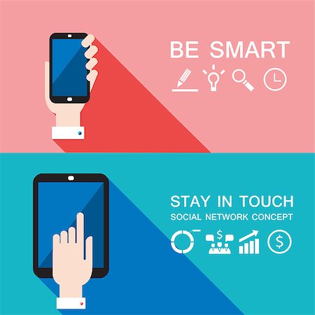 simsearch:400-08037795,k - Hand holding smart phone and tablet Modern flat design Vector illustration Stock Photo - Budget Royalty-Free & Subscription, Code: 400-08039038