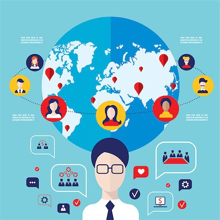 Social network concept  Global communication infographic elements Vector illustration Stock Photo - Budget Royalty-Free & Subscription, Code: 400-08039068