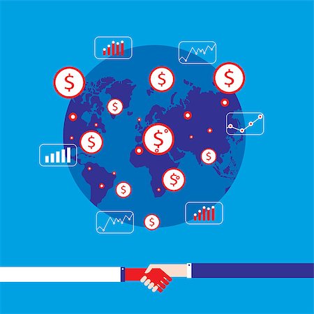 simsearch:400-08289045,k - Handshake and money on world map background Successful business concept Vector illustration Stock Photo - Budget Royalty-Free & Subscription, Code: 400-08039099