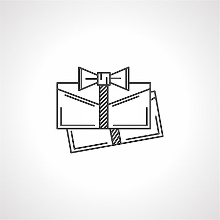 simsearch:400-08302730,k - Flat line black vector icon for two envelopes with ribbon bow for some gift card or invitations on white background. Fotografie stock - Microstock e Abbonamento, Codice: 400-08039152