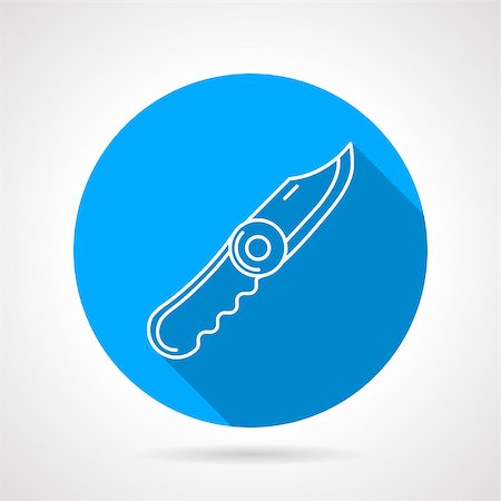 simsearch:400-05036060,k - Round blue flat vector icon with white silhouette hiking pocket knife on gray background. Long shadow design. Stock Photo - Budget Royalty-Free & Subscription, Code: 400-08039198