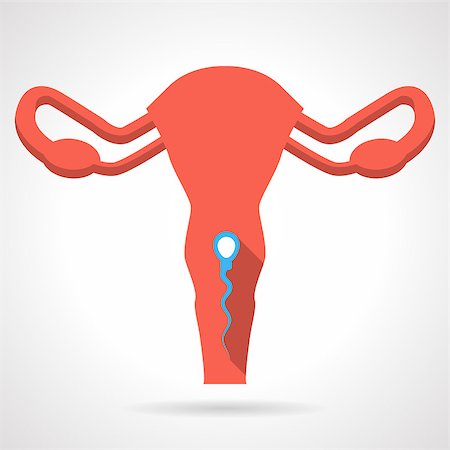 simsearch:614-00388147,k - Abstract flat color vector icon for red uterine with sperm on white background. Foto de stock - Royalty-Free Super Valor e Assinatura, Número: 400-08039201