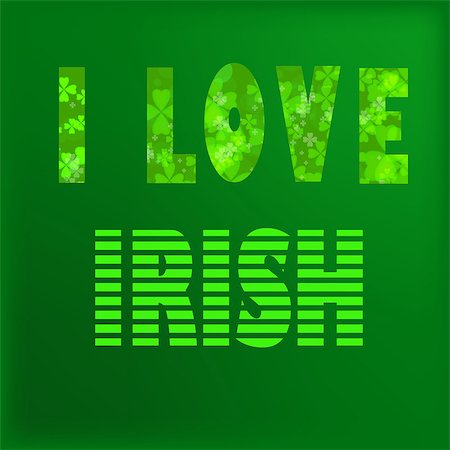 simsearch:400-08039008,k - I love irish lettering. St. Patrick's Day text. Clover styled letters on green background. Cool typographic design for St. Patrick's Day Photographie de stock - Aubaine LD & Abonnement, Code: 400-08039274