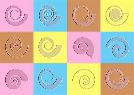 Beautiful vector abstract spiral icons in colorful rectangles Stock Photo - Budget Royalty-Free & Subscription, Code: 400-08039291