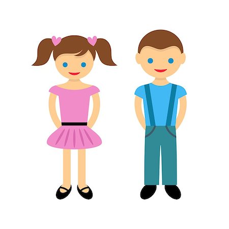 Little boy and girl isolated on white background Stock Photo - Budget Royalty-Free & Subscription, Code: 400-08039307
