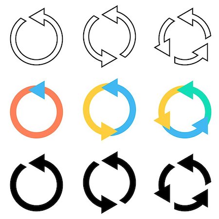 repeat sequence - Vector circle arrows refresh reload recycle icons set Stock Photo - Budget Royalty-Free & Subscription, Code: 400-08039314